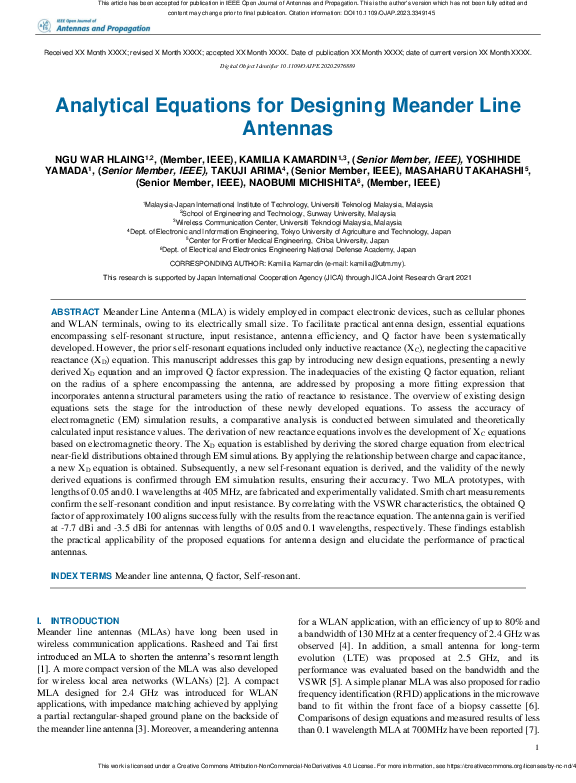 (PDF) Analytical Equations for Designing Meander Line Antennas