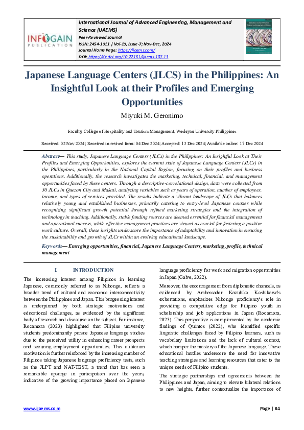 (PDF) Japanese Language Centers (JLCS) in the Philippines: An ...