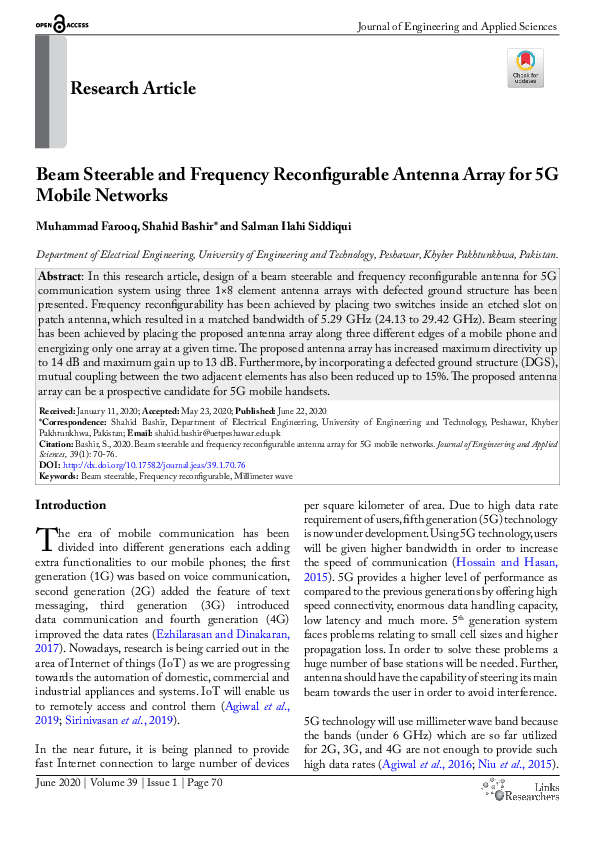 (PDF) Beam Steerable and Frequency Reconfigurable Antenna Array for 5G ...