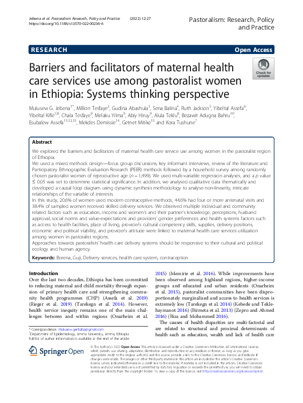 (PDF) Barriers and facilitators of maternal health care services use ...