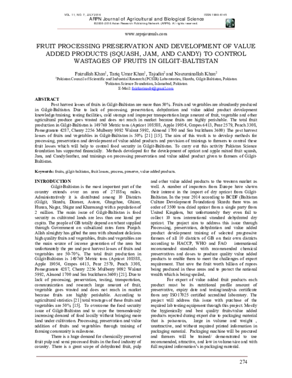 (PDF) Fruit Processing Preservation and Development of Value Added ...