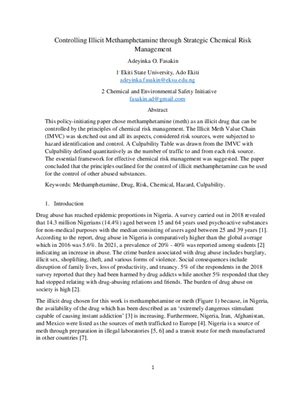 (PDF) Controlling Illicit Methamphetamine through Strategic Chemical ...