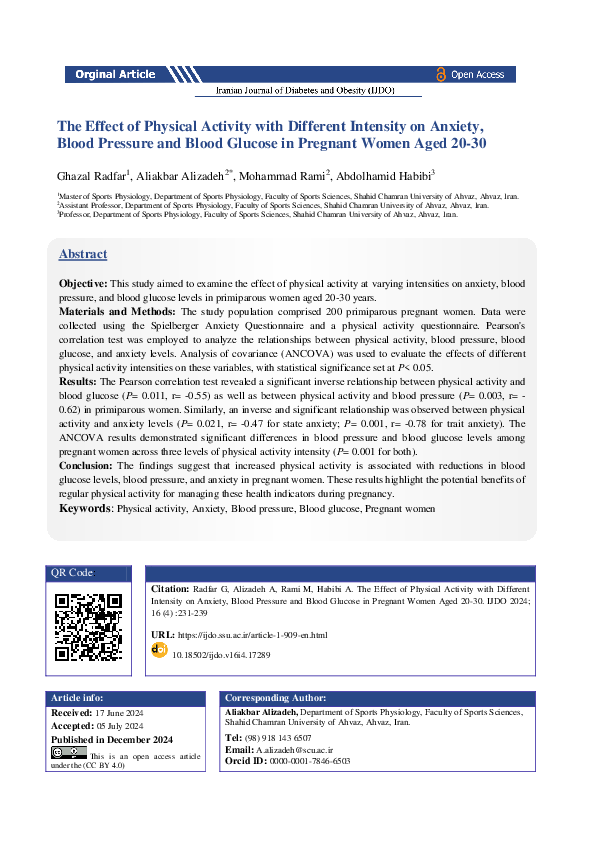 (PDF) The Effect of Physical Activity with Different Intensity on ...