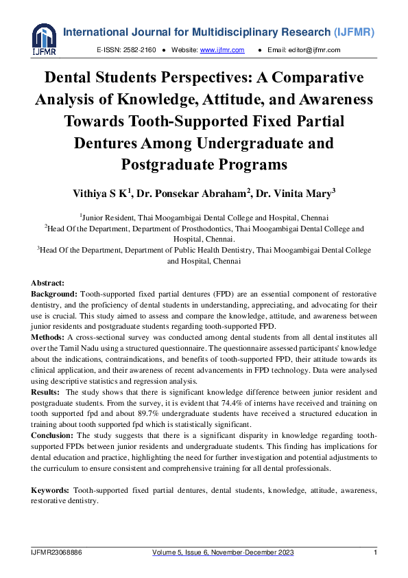 (PDF) Dental Students' Perspectives: A Comparative Analysis of ...