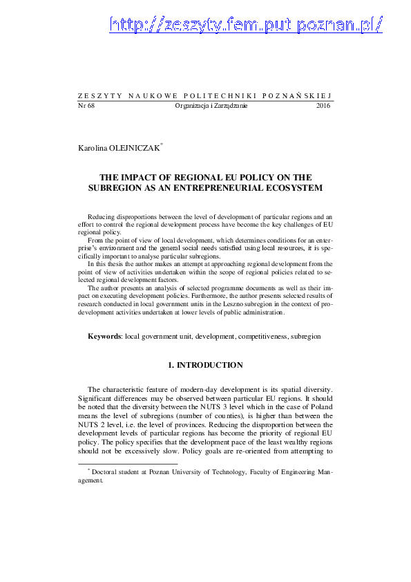 (PDF) The Impact of Regional EU Policy on the Subregion as an ...