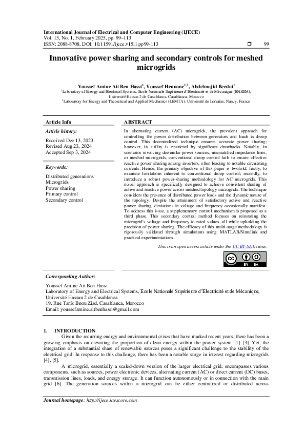 (PDF) Innovative power sharing and secondary controls for meshed microgrids