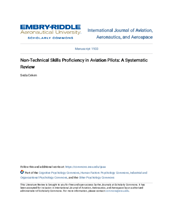 (PDF) Non-Technical Skills Proficiency in Aviation Pilots: A Systematic ...
