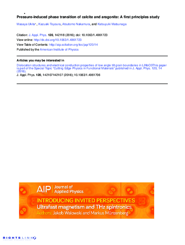 (PDF) Pressure-induced phase transition of calcite and aragonite: A ...