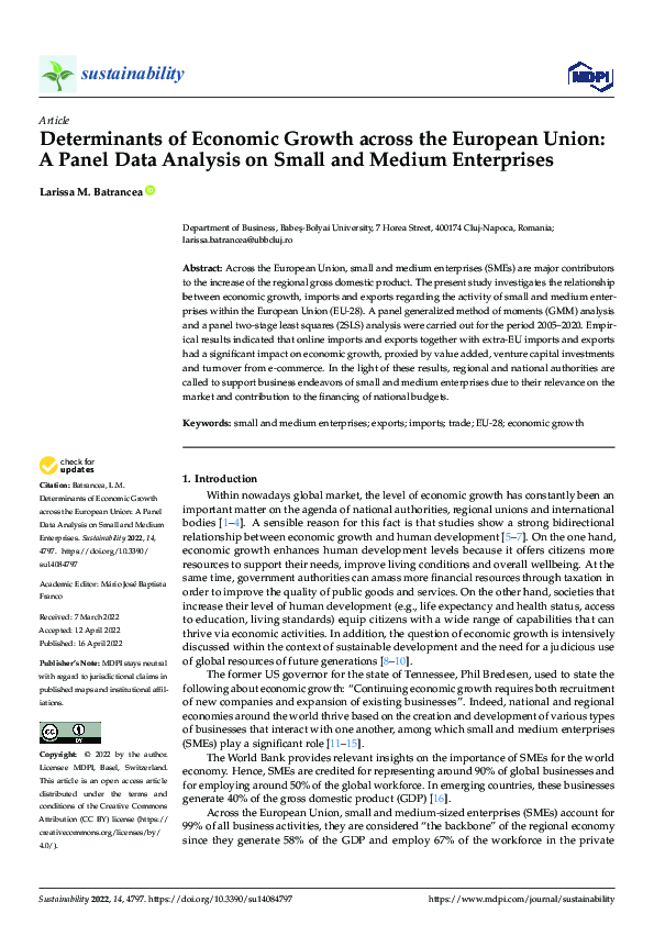 (PDF) Determinants of Economic Growth across the European Union: A ...