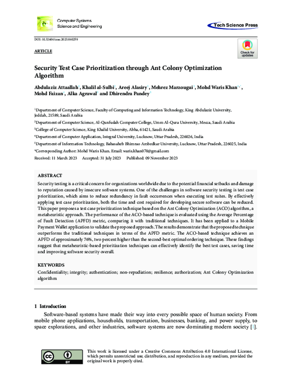 (PDF) Security Test Case Prioritization through Ant Colony Optimization ...