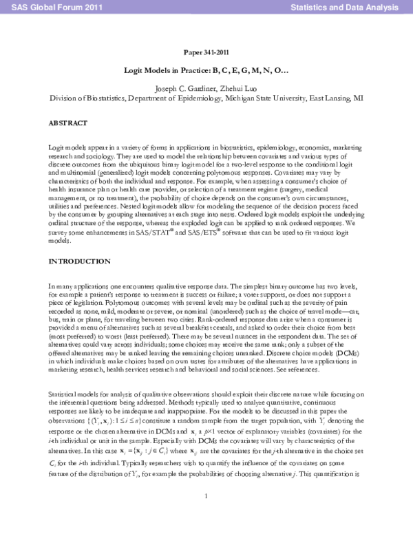 (PDF) Logit Models in Practice: B, C, E, G, M, N, O…