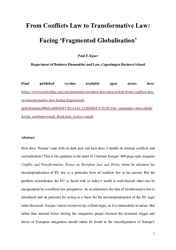 (PDF) From Conflicts Law to Transformative Law: Facing 'Fragmented ...