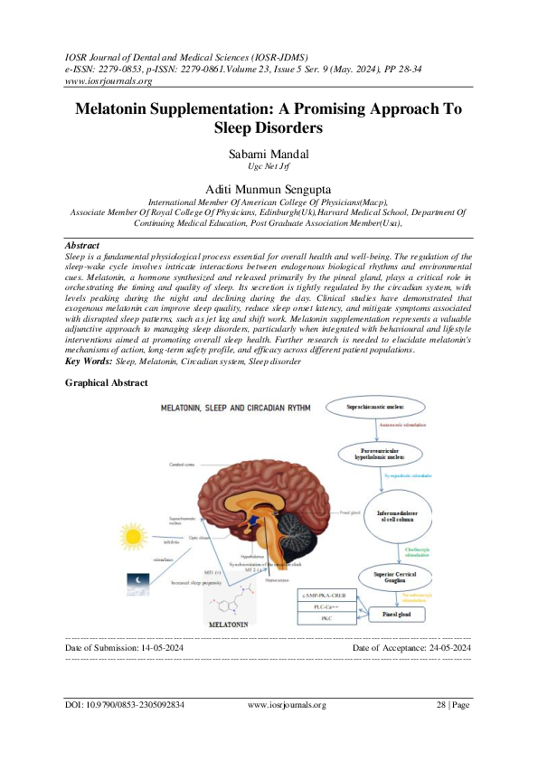 (PDF) Melatonin Supplementation: A Promising Approach To Sleep Disorders