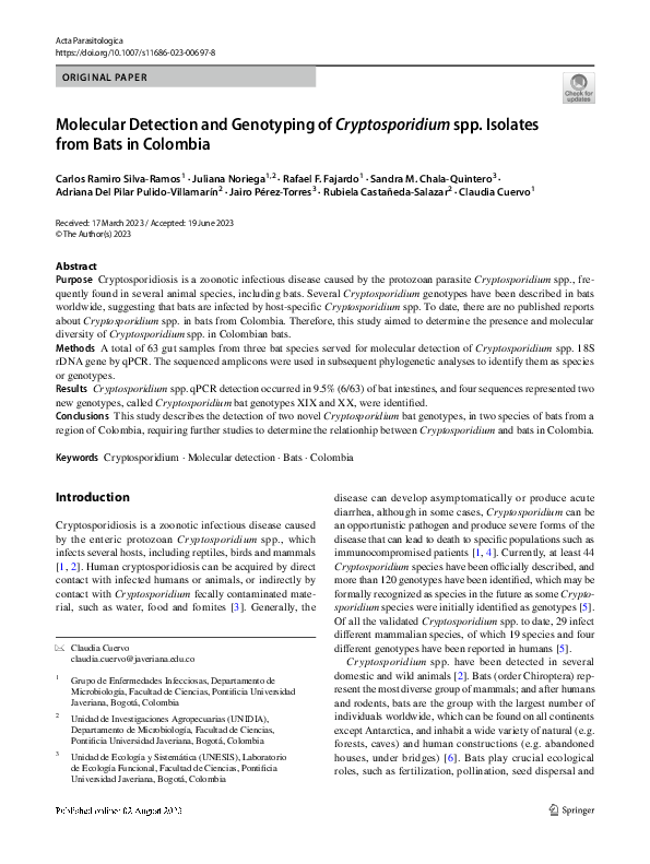 (PDF) Molecular Detection and Genotyping of Cryptosporidium spp ...