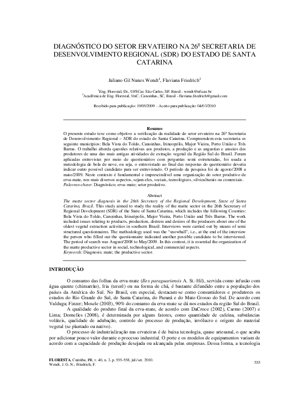(PDF) DIAGNÓSTICO DO SETOR ERVATEIRO NA 26a SECRETARIA DE ...