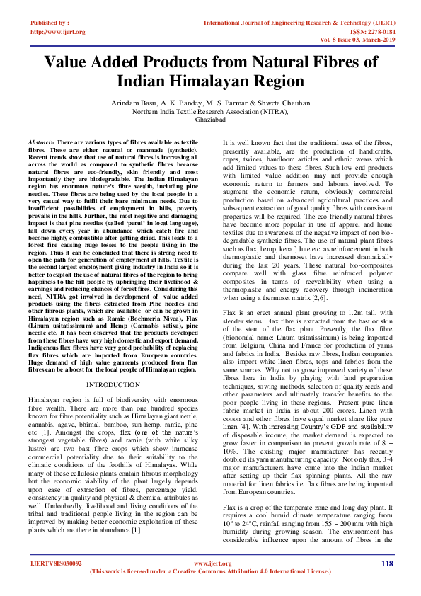(PDF) Value Added Products from Natural Fibres ofIndian Himalayan ...