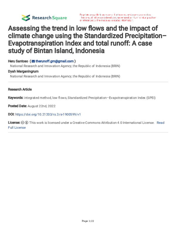 (PDF) Assessing the trend in low flows and the impact of climate change ...