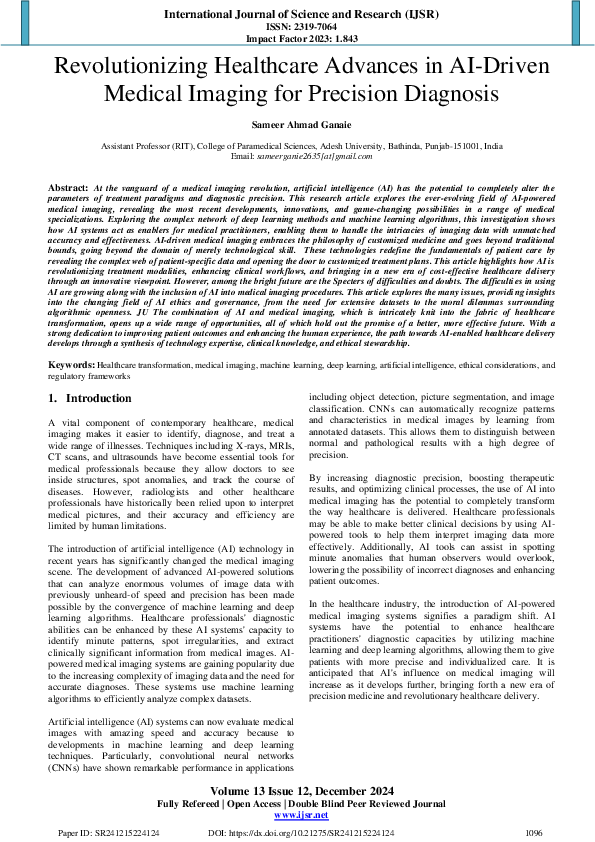 (PDF) Revolutionizing Healthcare Advances in AI-Driven Medical Imaging ...