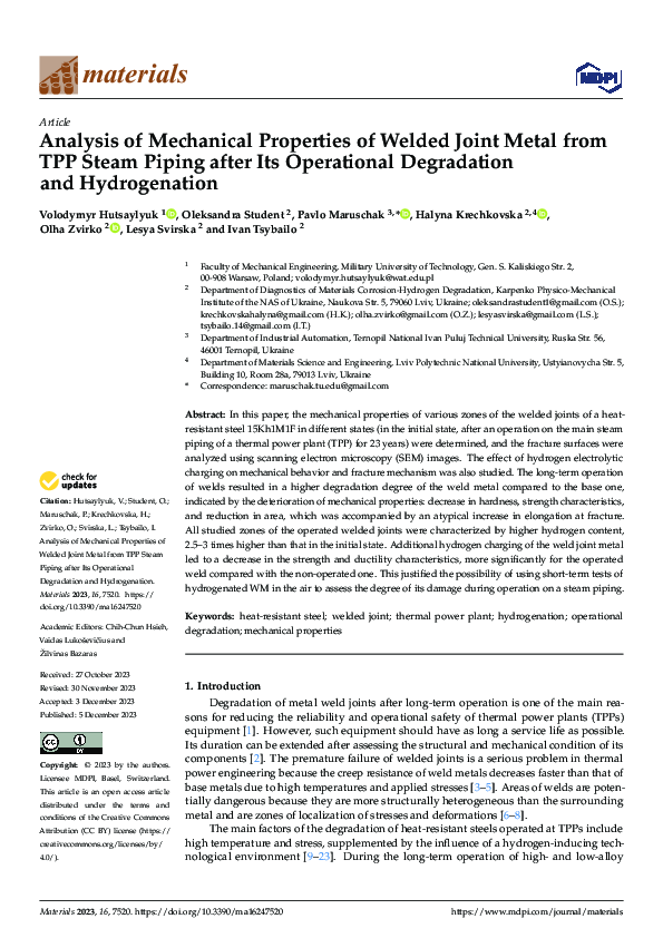 (PDF) Analysis of Mechanical Properties of Welded Joint Metal from TPP ...