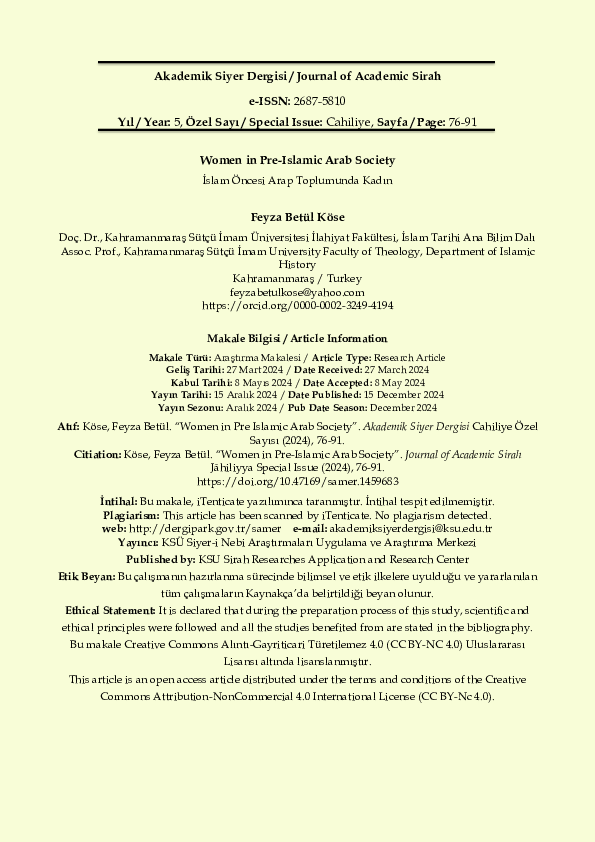 (PDF) Women in Pre-Islamic Arab Society