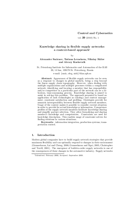 (PDF) Knowledge sharing in flexible supply networks: a context-based ...