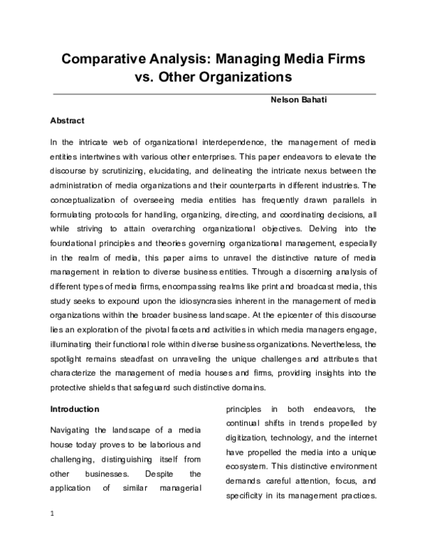 (PDF) Managing Media Firms vs. Other Organizations: A Comparative Analysis.