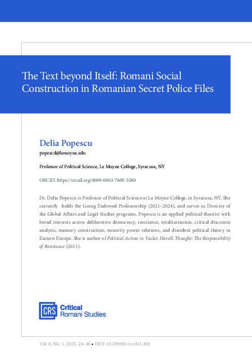 (PDF) The Text beyond Itself: Romani Social Construction in Romanian ...