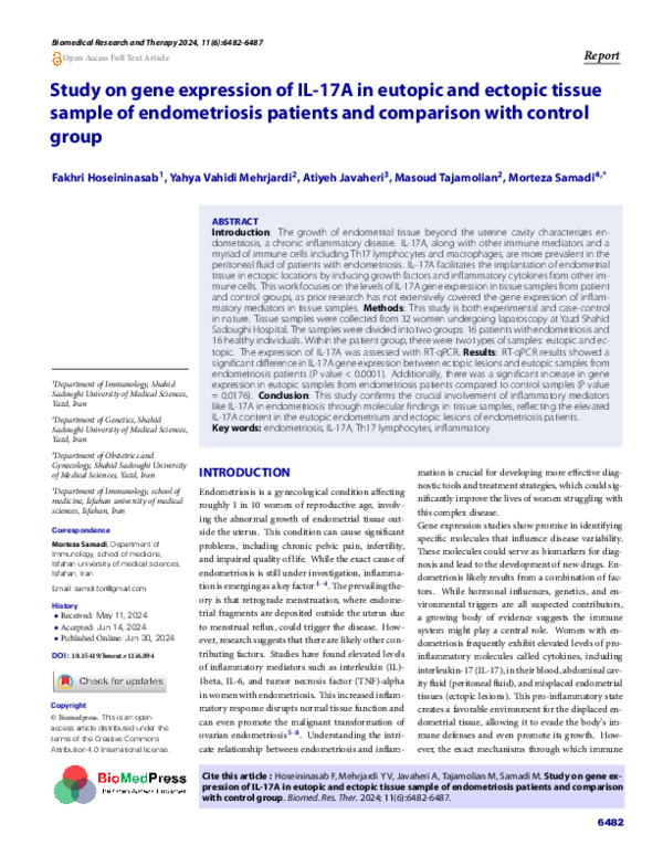 (PDF) Study on gene expression of IL-17A in eutopic and ectopic tissue ...