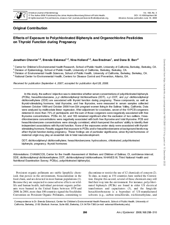 (PDF) Effects of Exposure to Polychlorinated Biphenyls and ...