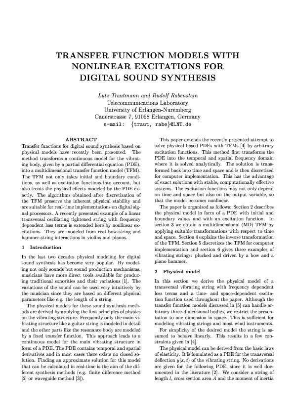 (PDF) Transfer Function Models With Nonlinear Excitations For Digital ...