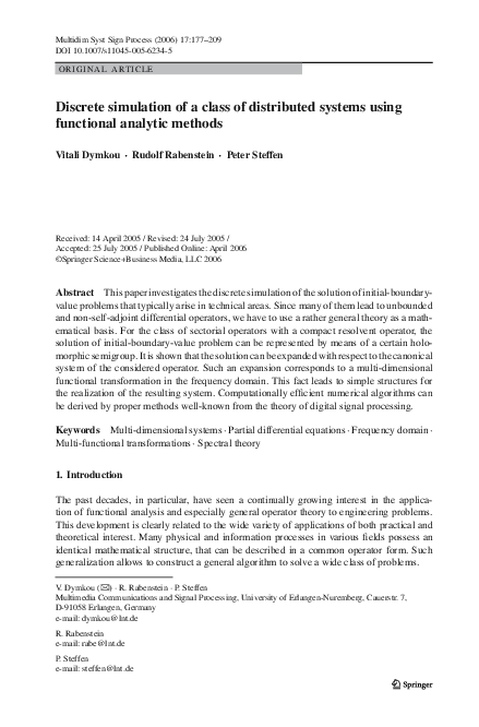 (PDF) Discrete Simulation of a Class of Distributed Systems Using ...