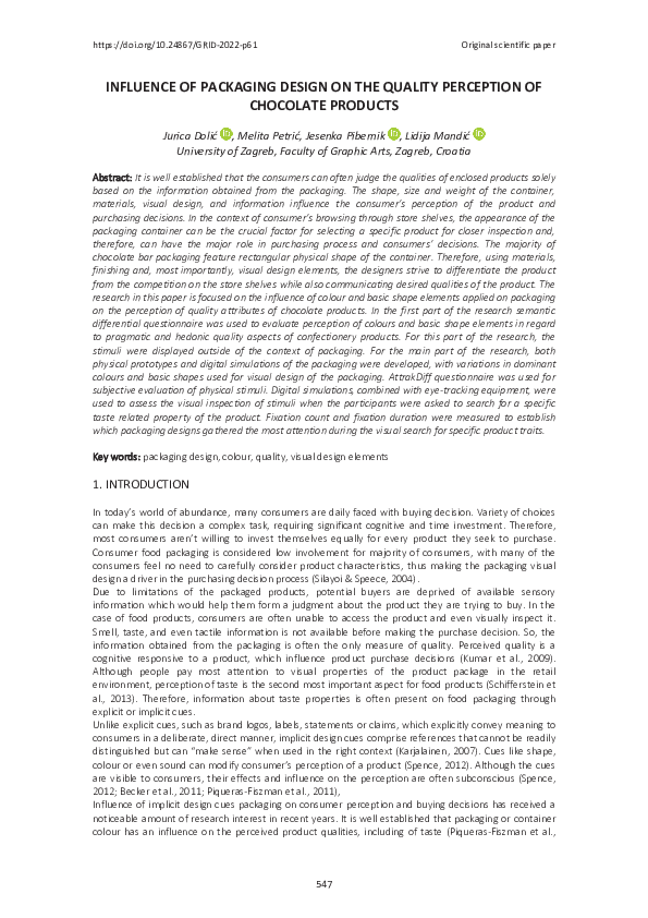 (PDF) Influence of packaging design on the quality perception of ...