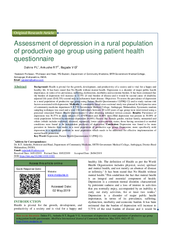 (PDF) Screening for Poststroke Depression Using the Patient Health ...