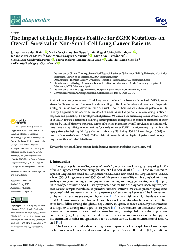 (PDF) The Impact of Liquid Biopsies Positive for EGFR Mutations on ...