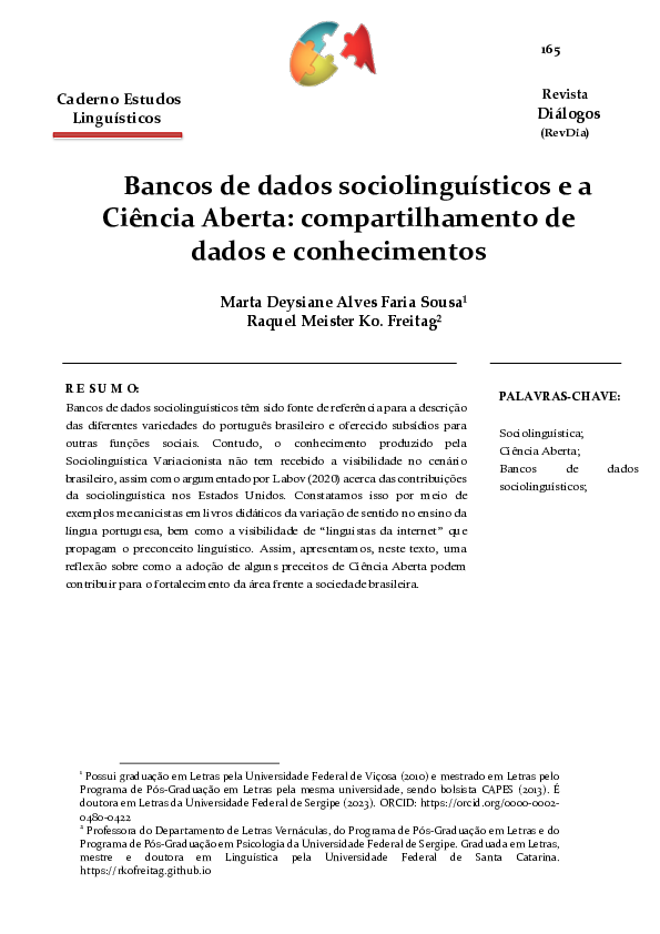(PDF) Bancos de dados sociolinguísticos e a Ciência Aberta ...