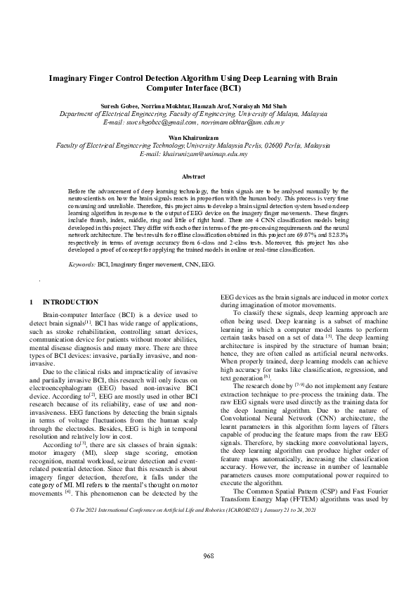 (PDF) Imaginary Finger Control Detection Algorithm Using Deep Learning ...