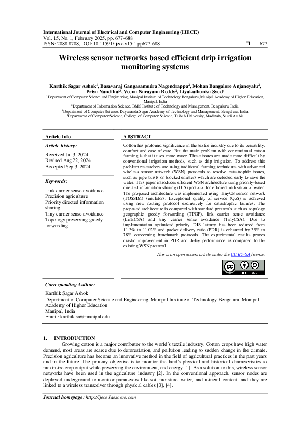 (PDF) Wireless sensor networks based efficient drip irrigation ...