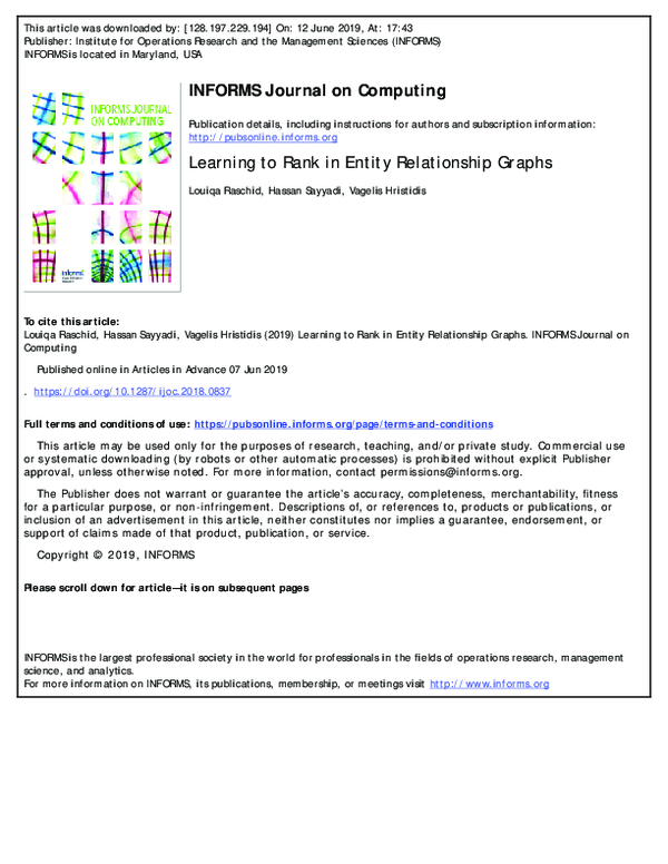 (PDF) Learning to Rank in Entity Relationship Graphs
