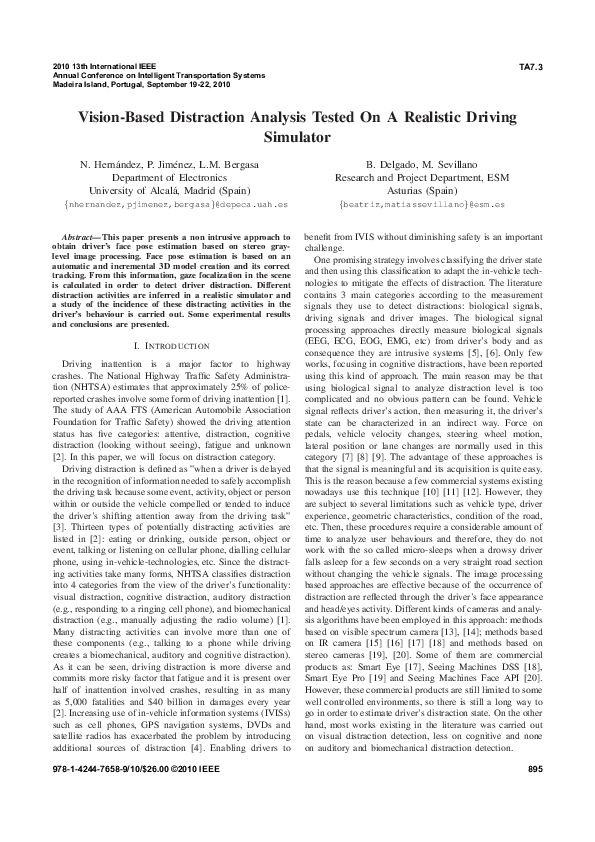 (PDF) Vision-based distraction analysis tested on a realistic driving ...