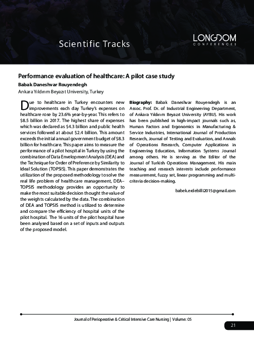 (PDF) Performance evaluation of healthcare: A pilot case study