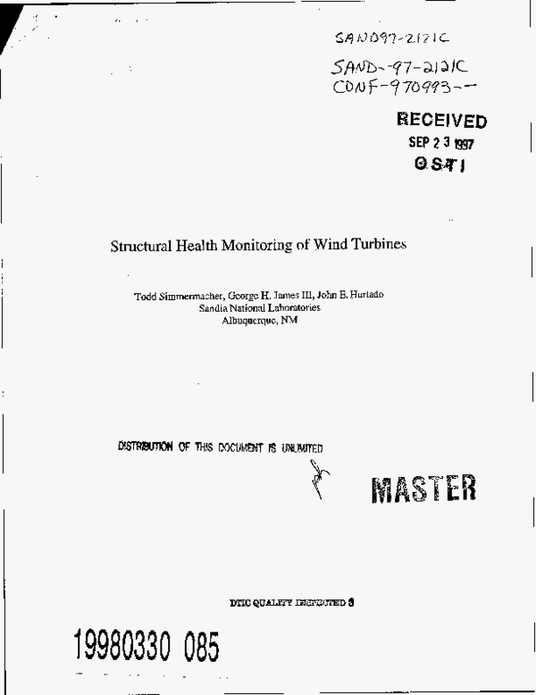 (PDF) Structural health monitoring of wind turbines