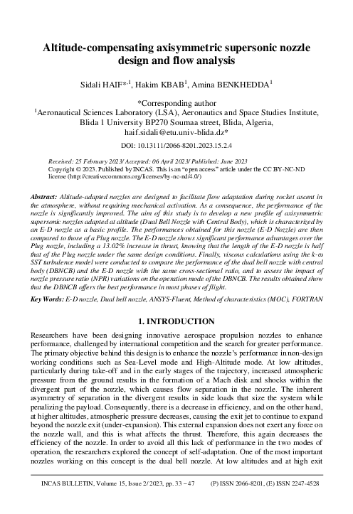 (PDF) Altitude-compensating axisymmetric supersonic nozzle design and ...