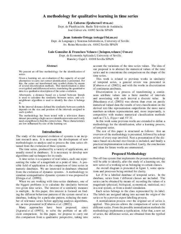 (PDF) A methodology for qualitative learning in time series