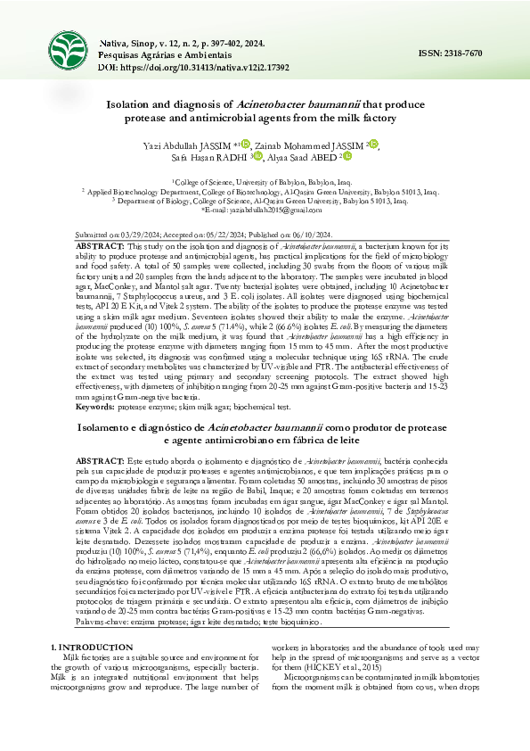 (PDF) Isolation and diagnosis of Acinetobacter baumannii that produce ...