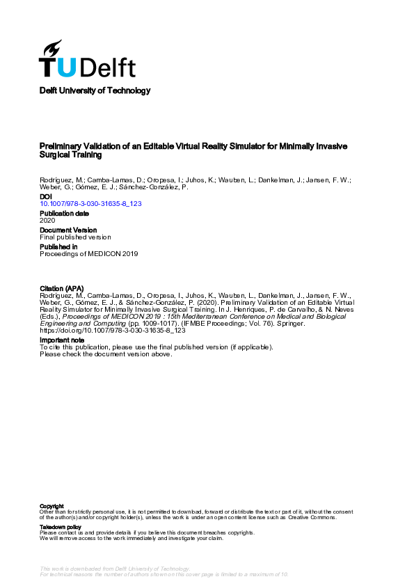 (PDF) Preliminary Validation of an Editable Virtual Reality Simulator ...