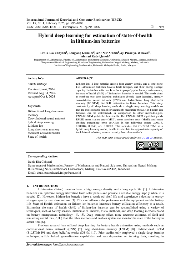 (PDF) Hybrid deep learning for estimation of state-of-health in lithium ...