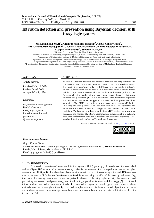 (PDF) Intrusion detection and prevention using Bayesian decision with ...