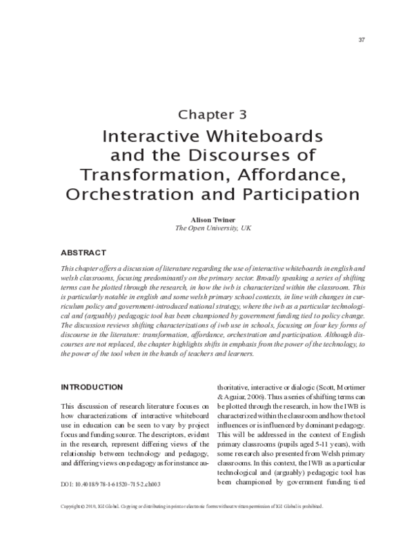 (PDF) Interactive Whiteboards and the Discourses of Transformation ...