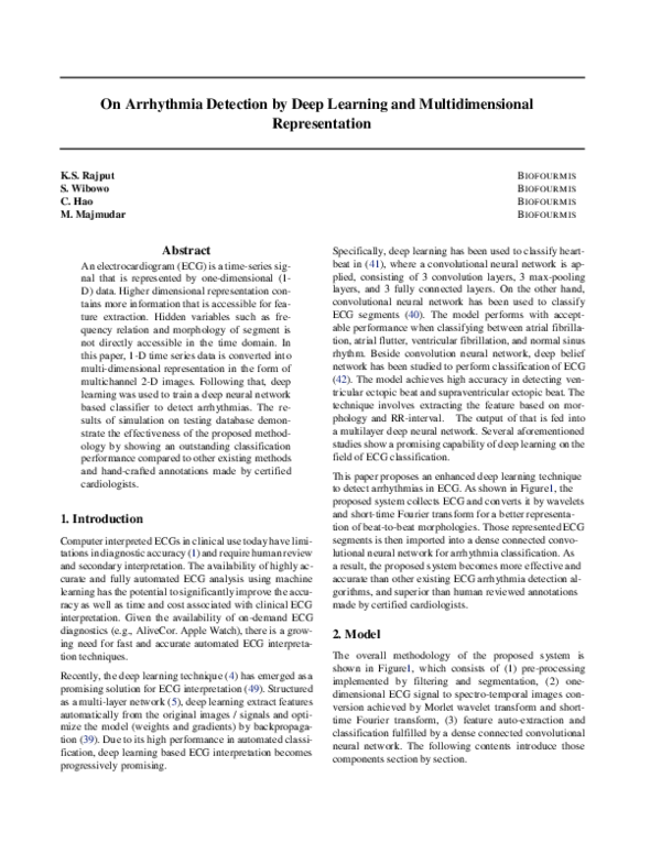 (PDF) On Arrhythmia Detection by Deep Learning and Multidimensional ...