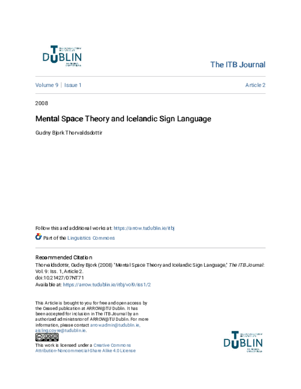 (PDF) Mental Space Theory and Icelandic Sign Language | Gudny Bjork ...
